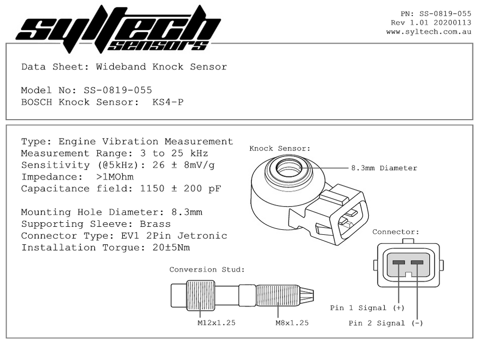 KS4-P -3 to 25 kHz Knock Sensor Kit to Suit Nissan RB20, RB25, RB30, RD28