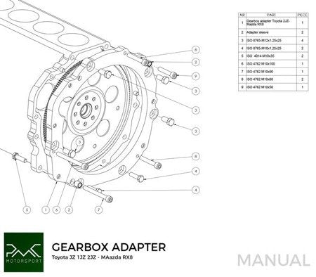 PMC Motorsport - Gearbox Adapter Plate Toyota JZ - Mazda RX-8 (F0RX8-JZ)