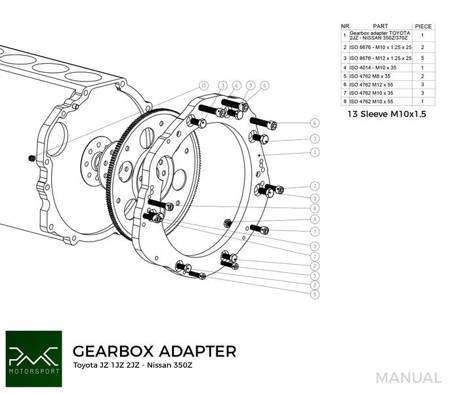 PMC Motorsport - Gearbox Adapter Plate Toyota JZ - Nissan 350Z Z33 370Z Z34 (F0350-JZ)