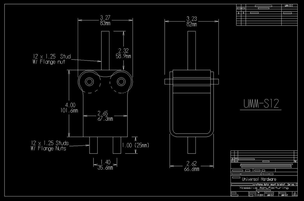 Xcessive Manufacturing - Urethane Motor Mount -- Series 12 (UH-UMM-S12)