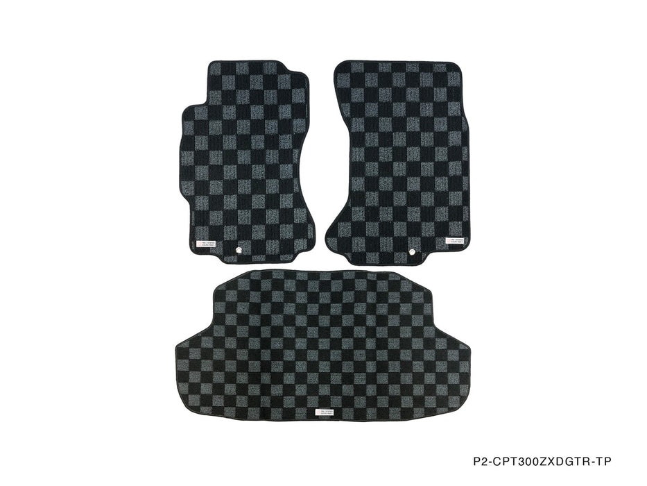 P2M - NISSAN Z32 300ZX 1990-96 RACE FLOOR MATS + TRUNK MAT (3PCS SET) : DARK GREY(P2-CPT300ZXDG-TP)