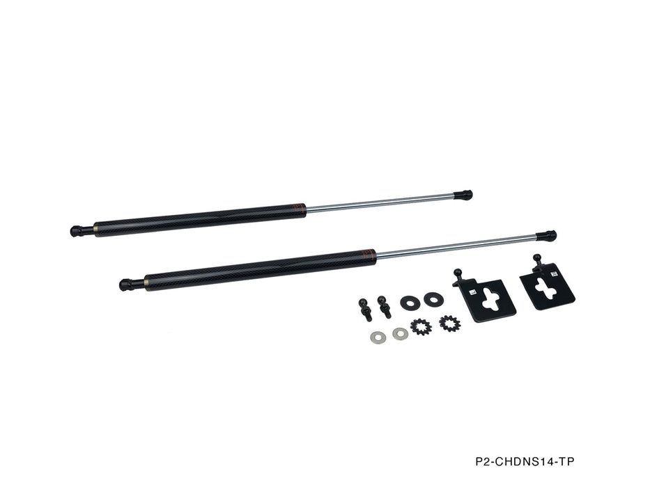 P2M - NISSAN S14 1995-98 240SX CARBON ENGINE HOOD DAMPER (P2-CHDNS14-TP)