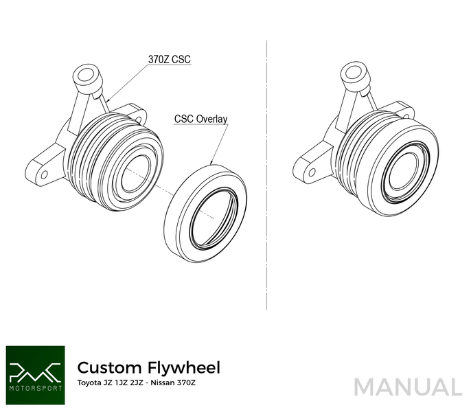 PMC Motorsport - Adapter Kit Toyota JZ 1JZ 2JZ - Nissan 350Z Z33 370Z Z34 CD009 - 184mm / 7.25" (A-JZ-350-184P)