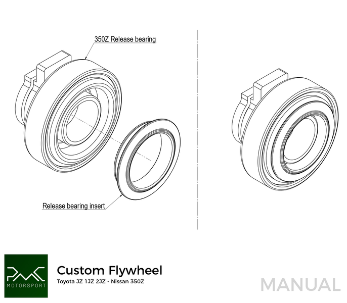 PMC Motorsport - Adapter Kit Toyota JZ 1JZ 2JZ - Nissan 350Z Z33 370Z Z34 CD009 - 184mm / 7.25" (A-JZ-350-184P)