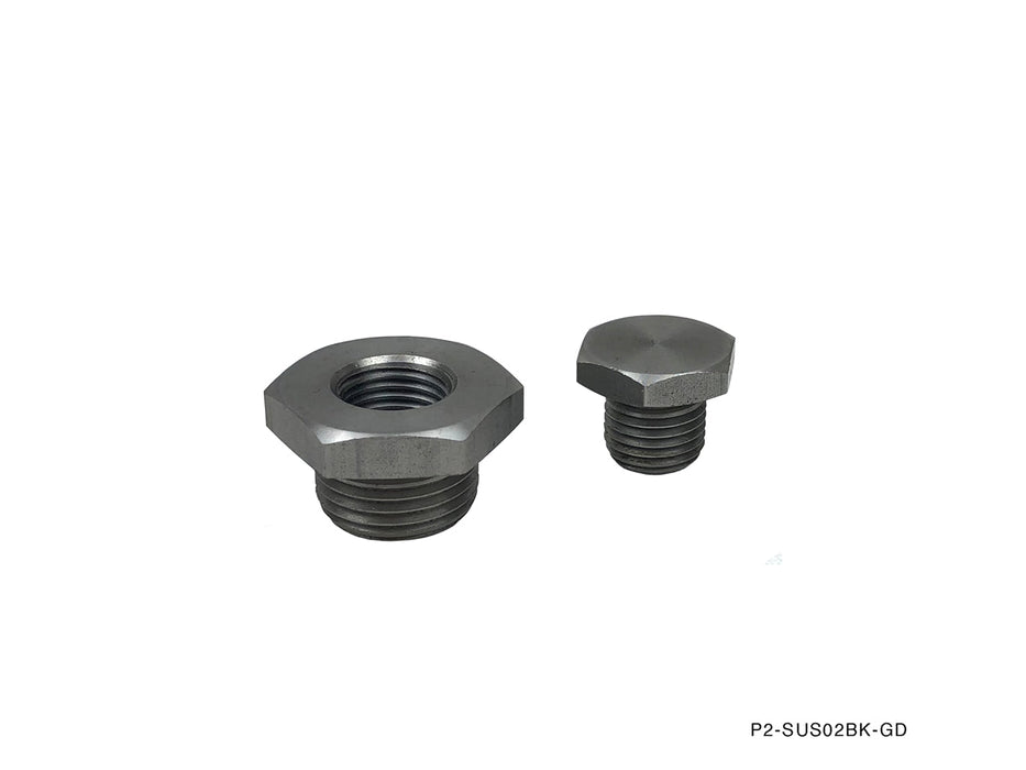 P2M - STAINLESS O2 BUNG ADAPTER : M18X1.50 TO M12X1.25 (P2-SUSO2BK-GD)