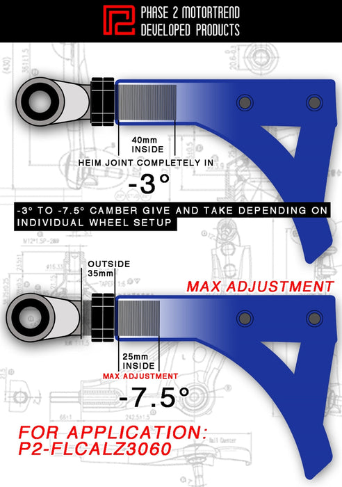 P2M - LEXUS SC300/400 (1991-00) ADJUSTABLE FRONT LOWER CONTROL ARMS (P2-FLCALZ30-HC)