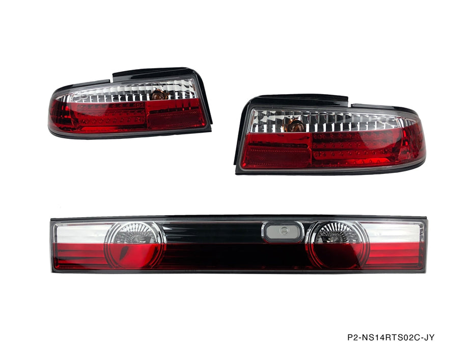 P2M - NISSAN S14 ZENKI 3PCS CRYSTAL REAR TAIL LIGHT KIT [LED VERSION] (P2-NS14RTL02C-JY)