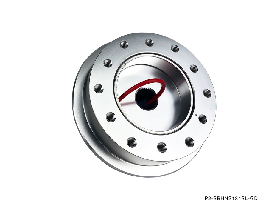 P2M - NISSAN S13 (NON-HICAS) /14 BILLET ALUMINUM 40MM STEERING WHEEL HUB ADAPTER : SILVER (P2-SBHNS134SL-GD)