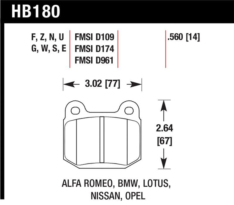 Hawk - 350Z / G35 (Brembo) Hawk DTC-60 Racing Brake Pads