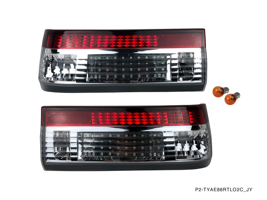 P2M - TOYOTA AE86 GTS COROLLA HATCHBACK 2PCS CRYSTAL REAR TAIL LIGHT KIT [LED VERSION] (P2-TYAE86RTL02C-JY)