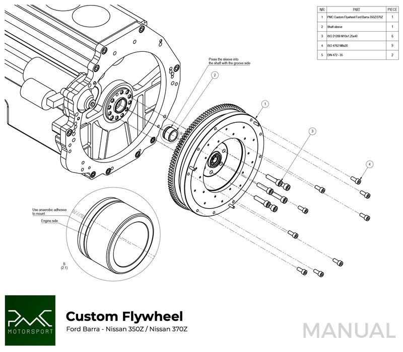 PMC Motorsport - Flywheel Ford Barra - Nissan 350Z Z33 370Z Z34 - 250mm / 9.84" (K0350-BAR)