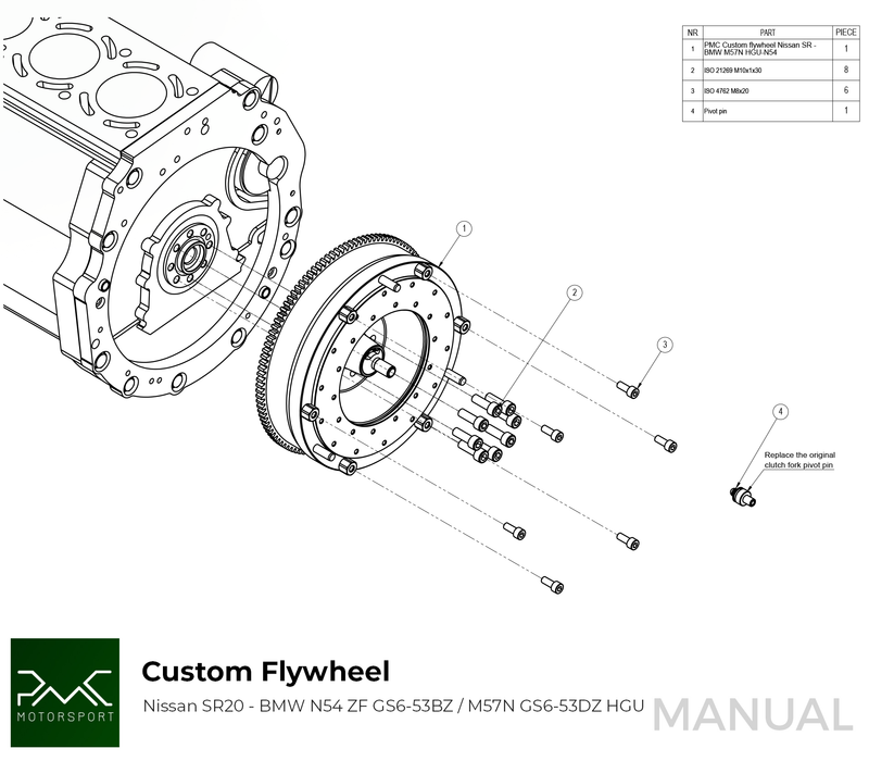 PMC Motorsport - Flywheel Nissan SR - BMW M57N HGU HGK - 240mm / 9.45" (K0HGU-240-SR)