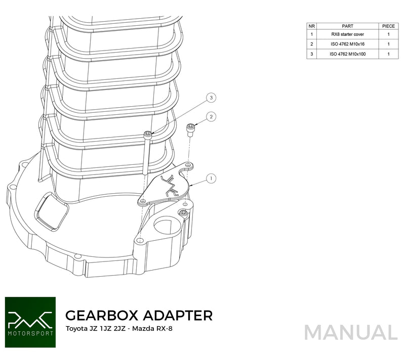 PMC Motorsport - Gearbox Adapter Plate Toyota JZ - Mazda RX-8 (F0RX8-JZ)