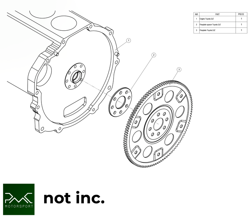 PMC Motorsport - Adapter Kit Toyota JZ - BMW M57N HGD JGA HGA - 184mm / 7.25" (P) (A-JZ-HGD-184P)