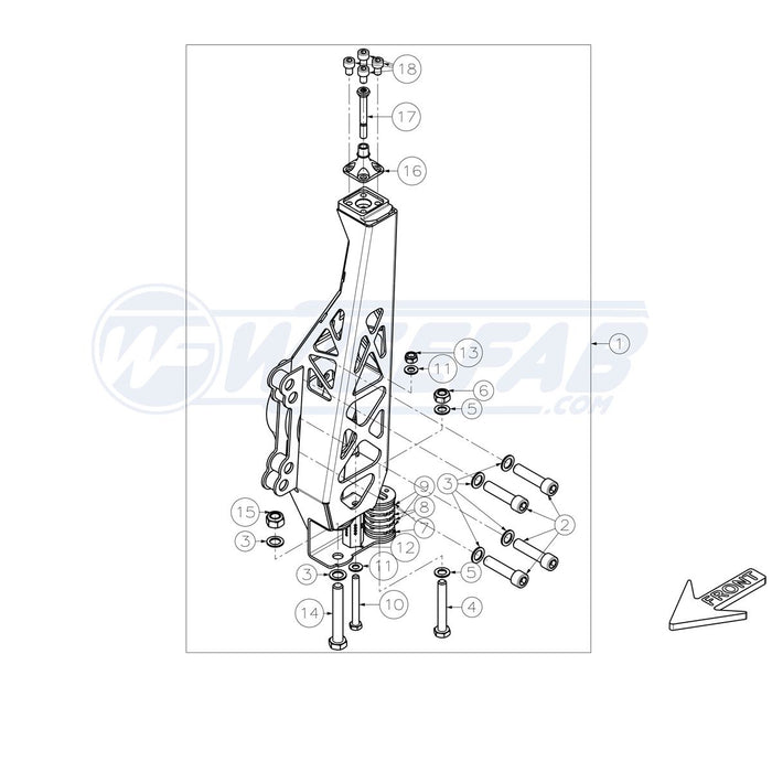 WiseFab - Nissan 350/370Z Front Knuckle Left assembled (WF370_100LA)